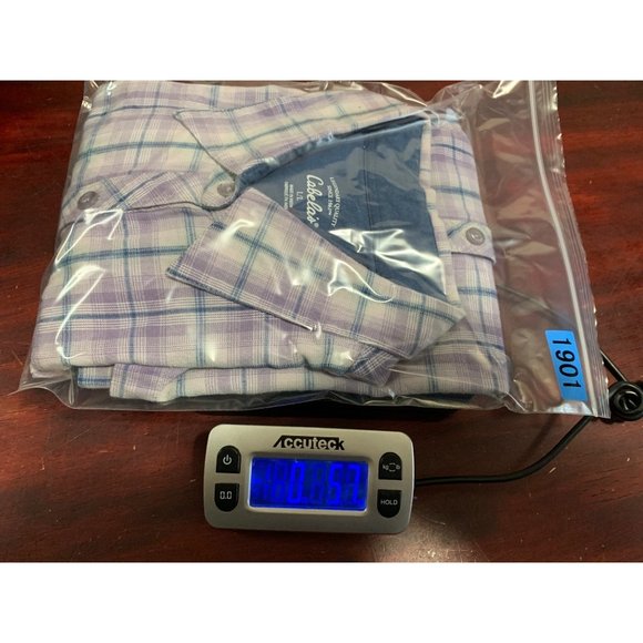 Cabela Womans Button Down with Pockets Short Sleeve  Large Purple | Blue Plaid - Picture 8 of 8